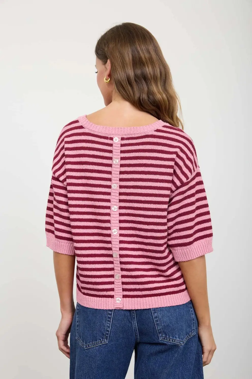 Trim Stripe Sweater Top