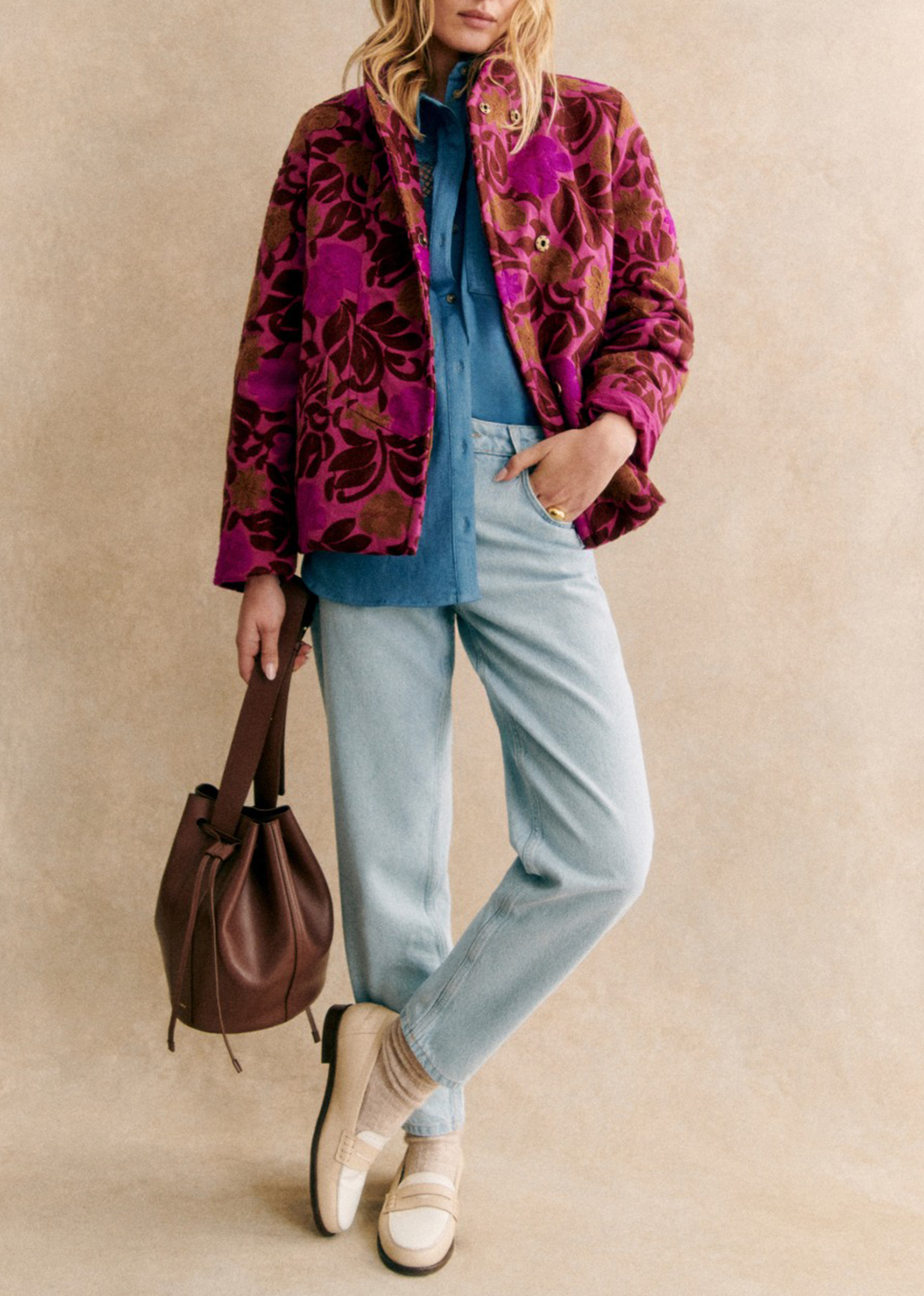 Mid-Rise Wide-leg Denim Trousers