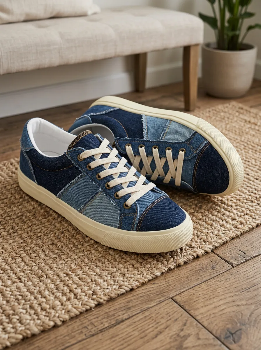 Women's Patchwork Denim Everyday Skate Shoes