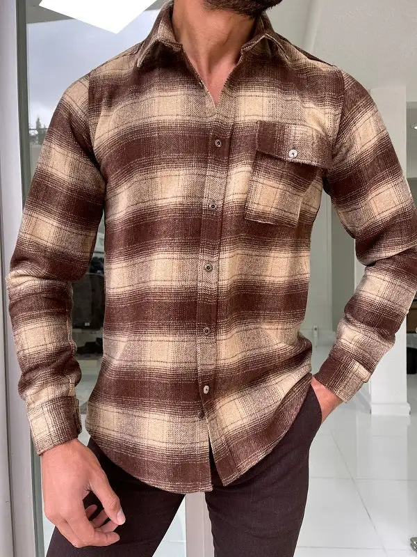 Slim Fit Plaid Casual Shirt