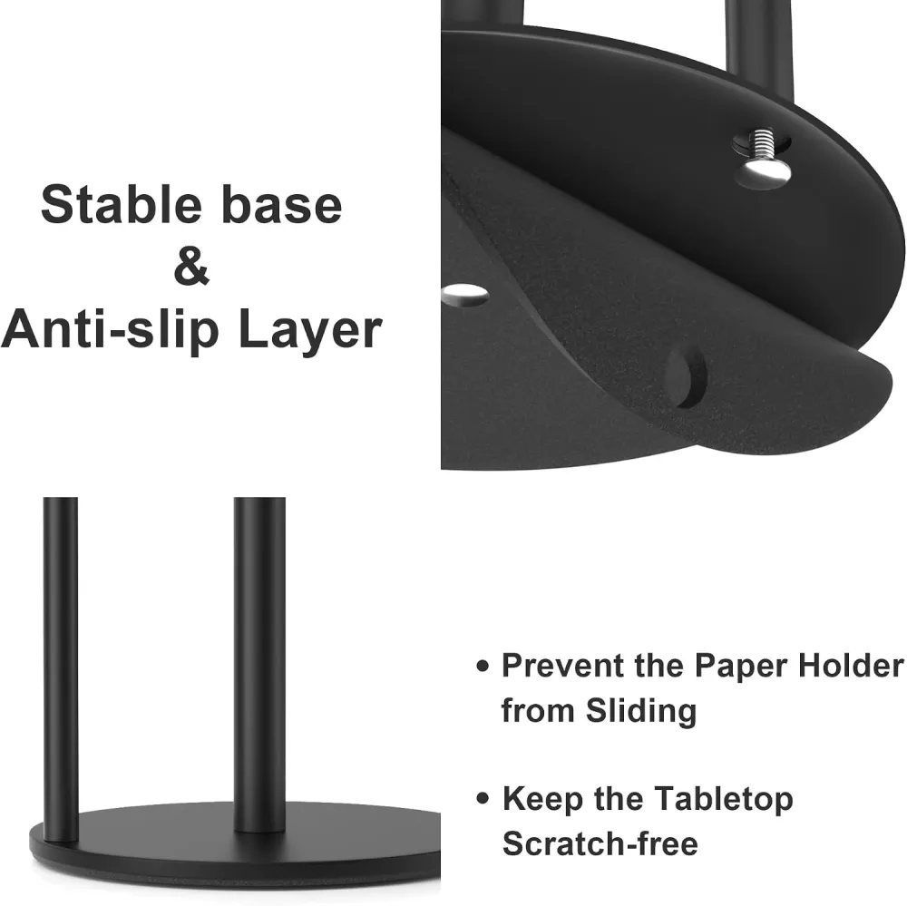 Paper Towel Holder Black Stainless Steel Kitchen Countertop Roll Organizer