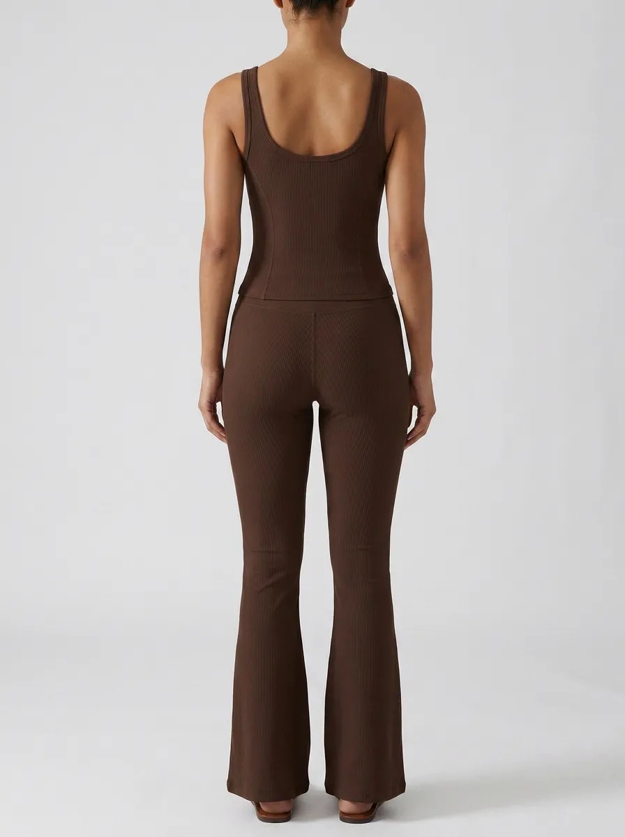 Workout Lounge-Look Women's Tank Top Flare Pants Active Set