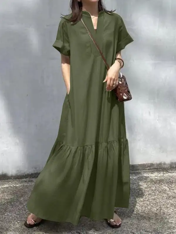Loose Split Neck Maxi Dress