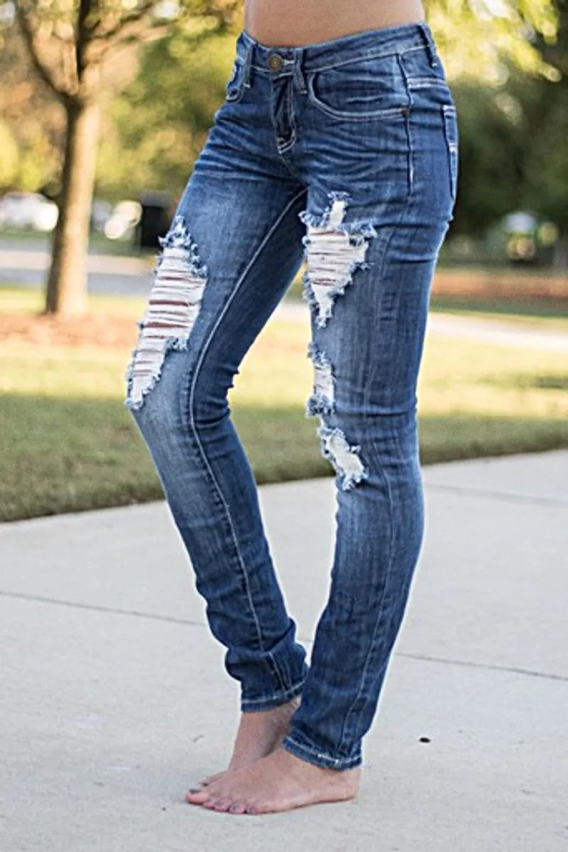 Distressed Low Rise Skinny Jeans