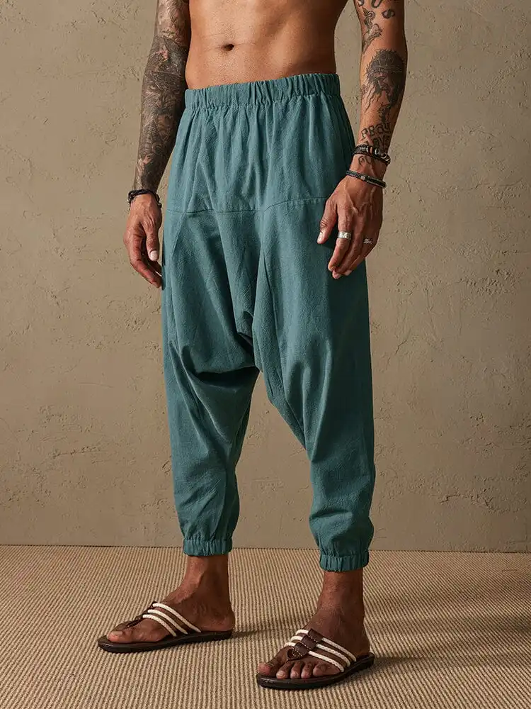 Drop Crotch Linen Pants