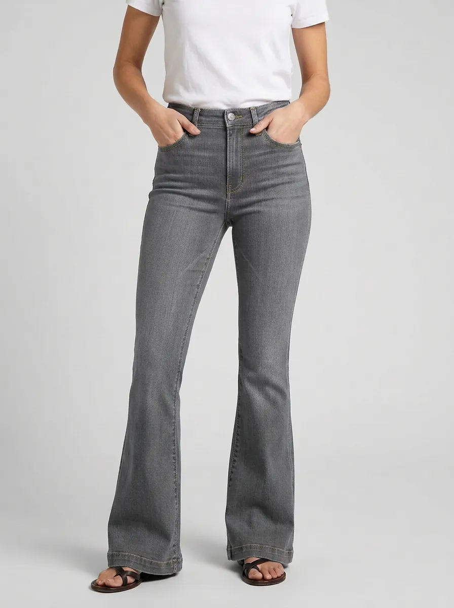 Everyday Contrast Stitch High Rise Flare Jeans