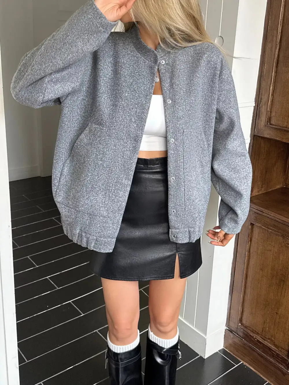 Snap Down Dropped Shoulder Jacket