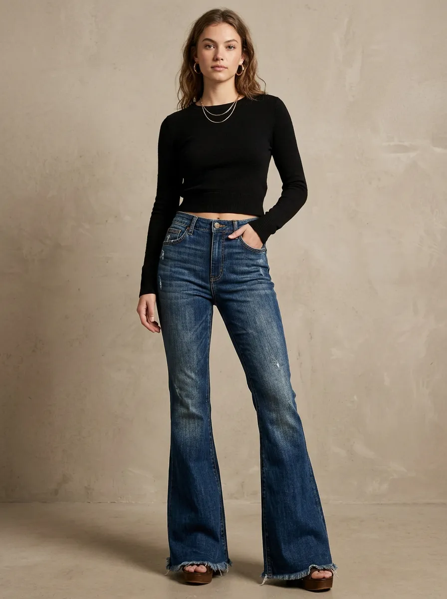Women's Vintage Style Distressed Frayed Hem Printed Jeans