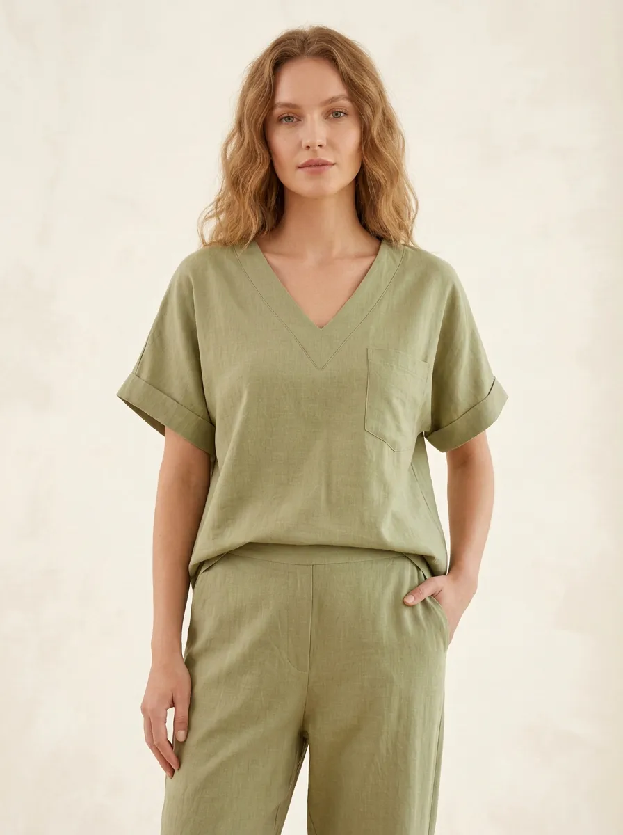 Easy-Wear Women's V-Neck Casual Lounge Set