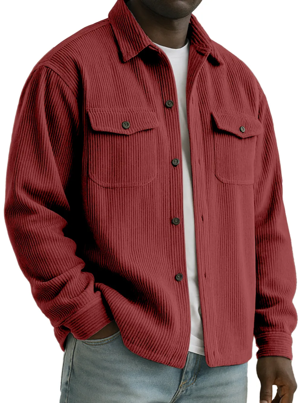 Corduroy Open Collar Jacket