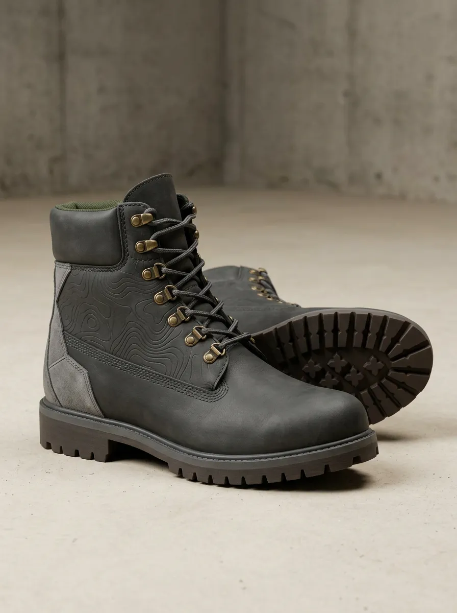 Unisex Distinctive Outdoor Hiking Topographic Pattern Print Work Boots