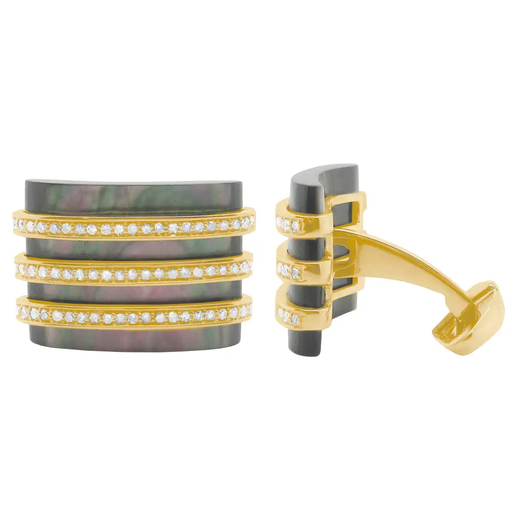 Detailed Diamond Mother Of Pearl Cufflinks