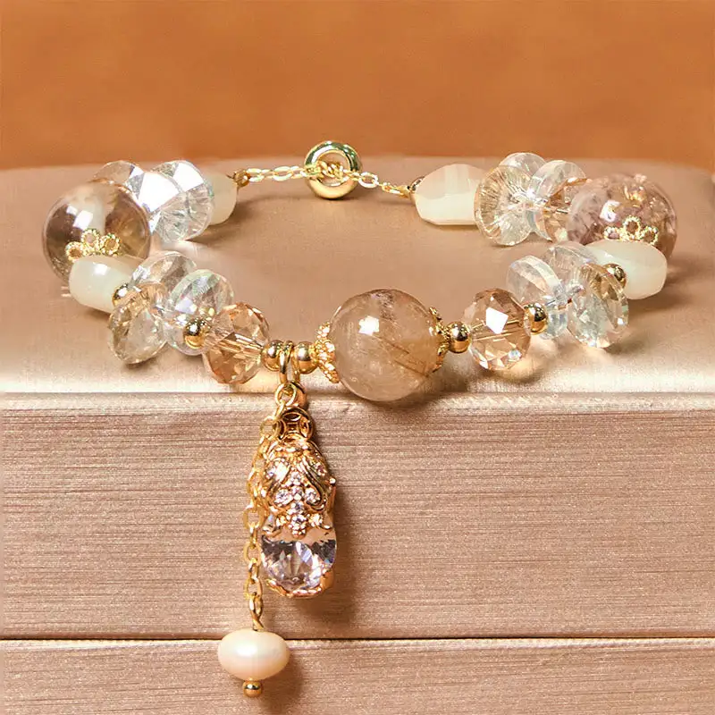 Natural Citrine Strawberry Quartz Pixiu Bracelet