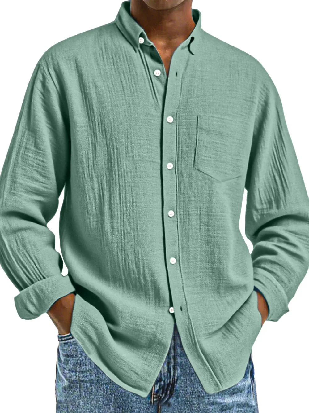 Structured Long Sleeve Button Front Shirt