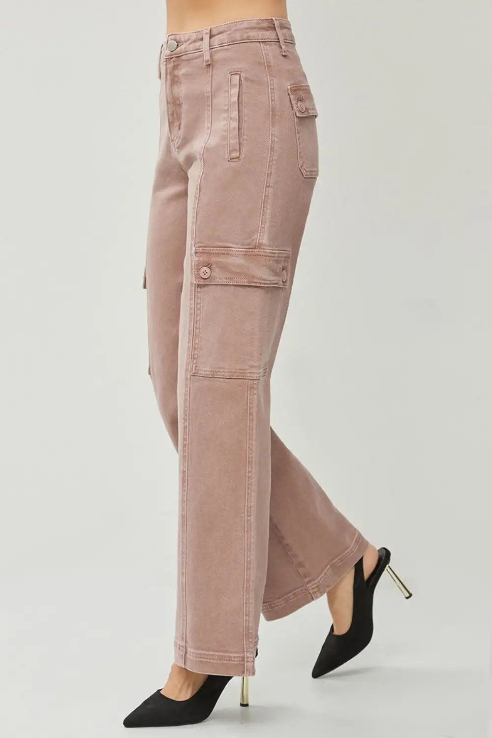 Full Size High Rise Wide Leg Cargo Jeans