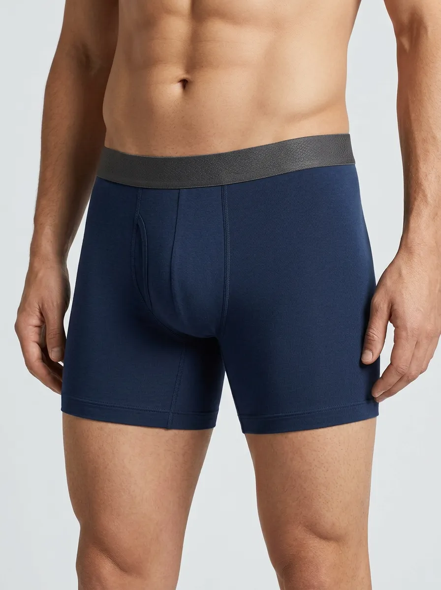 Men's Solid Elastic Waistband with Contrast Waistband 3-Pack Boxer Briefs