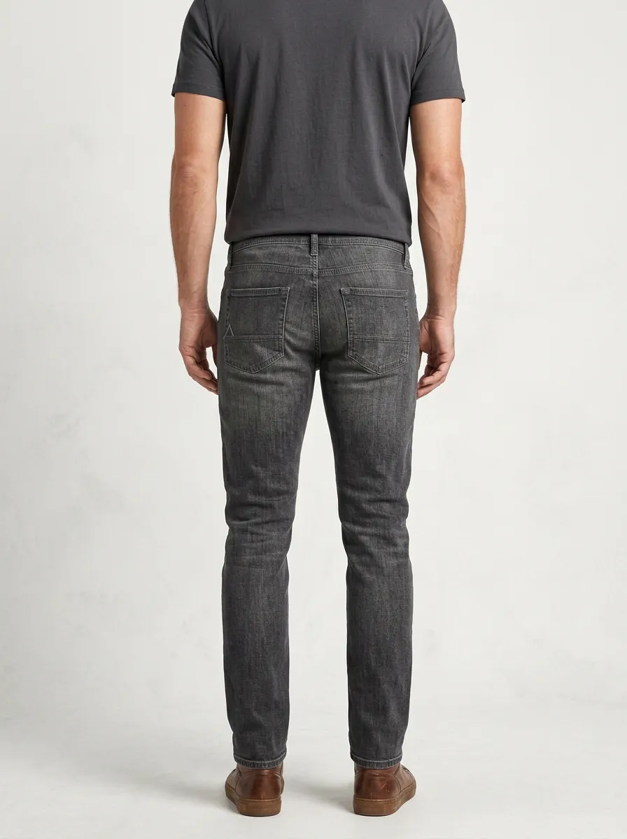 Men's A3 Logo Graphic Washed Grey Stretch Jeans