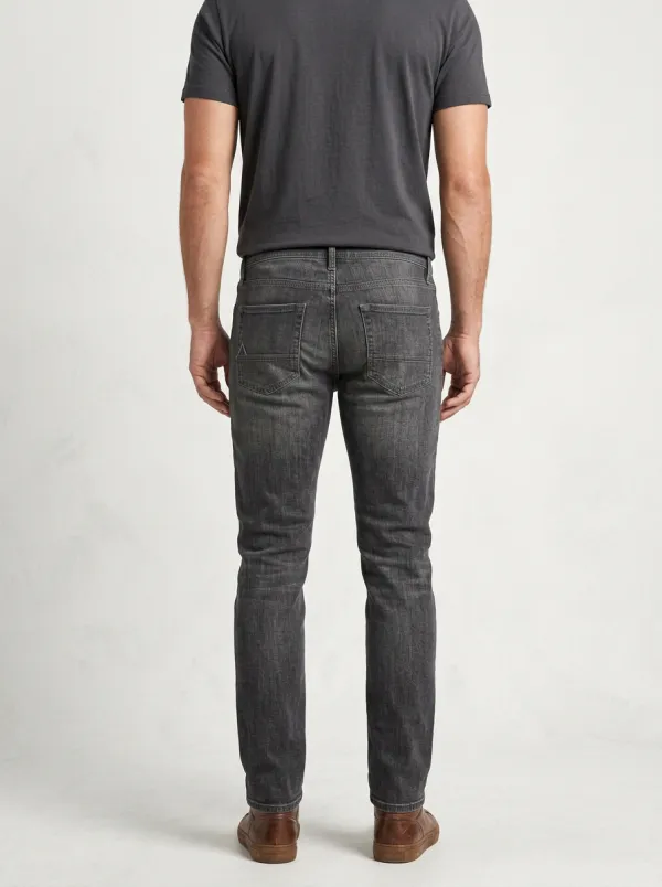 Men's A3 Logo Graphic Washed Grey Stretch Jeans