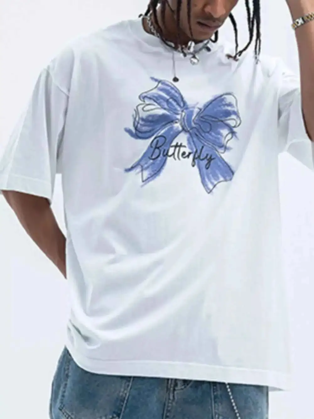 Bow Butterfly Round Neck Short Sleeve T-Shirt