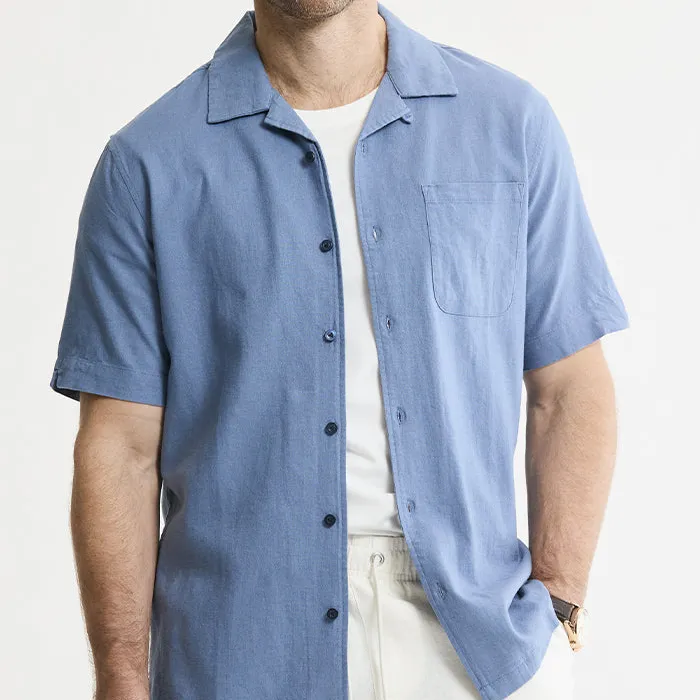 Linen Blend Short Sleeve Camp Shirt