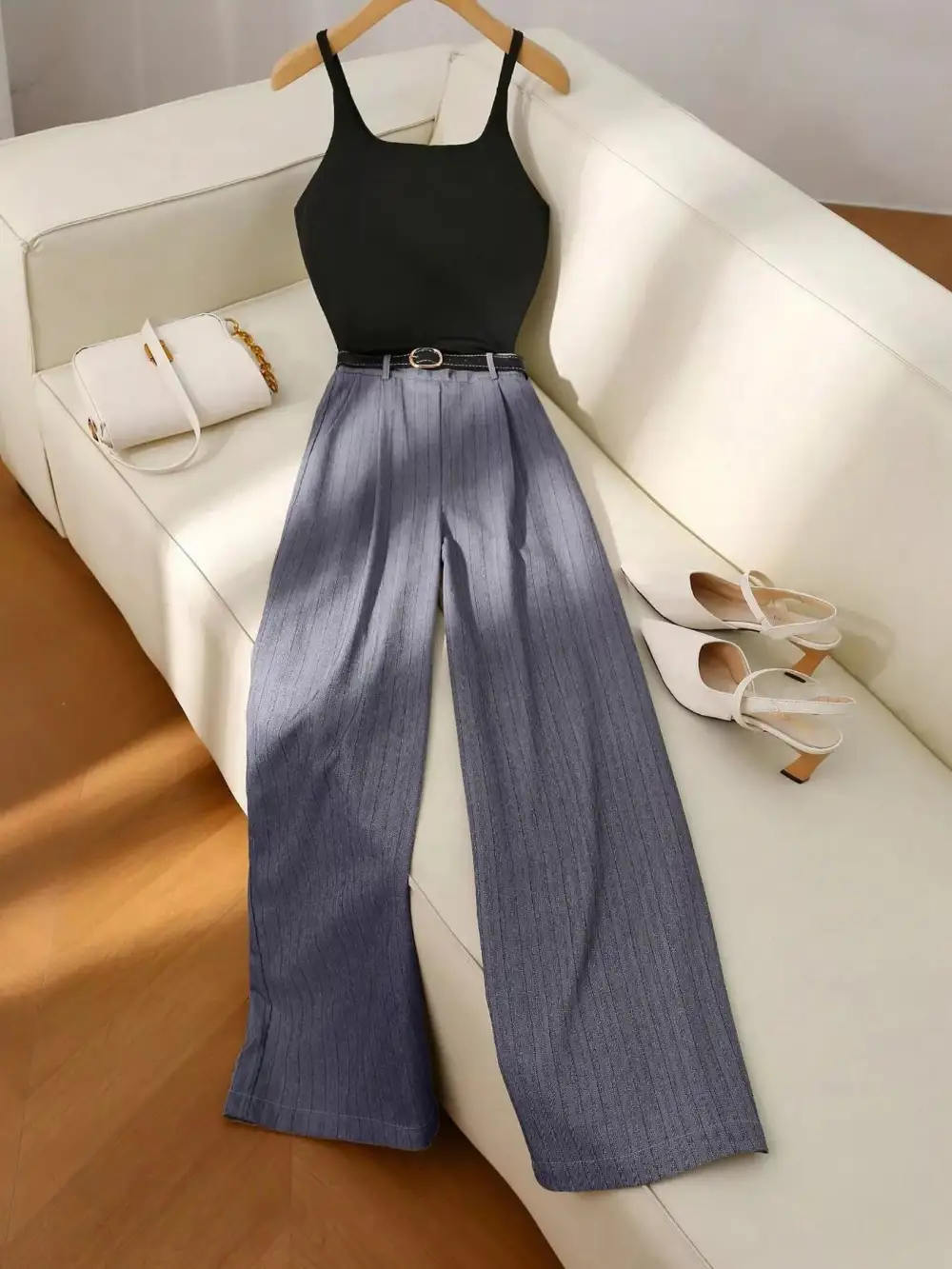 Refined Sleeveless Top and Wide Leg Pants Set