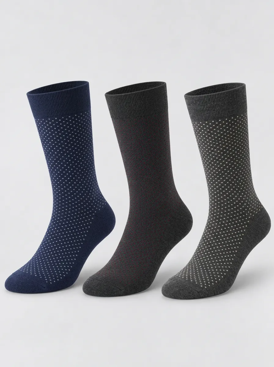 Men's Heritage Business Casual Polka Dot Pattern Printed Socks 3-Pack