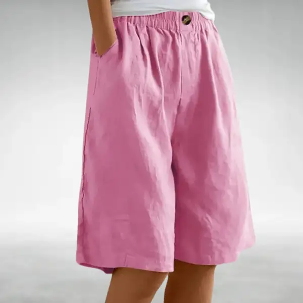 Women's Linen Wide Leg Bermuda Shorts