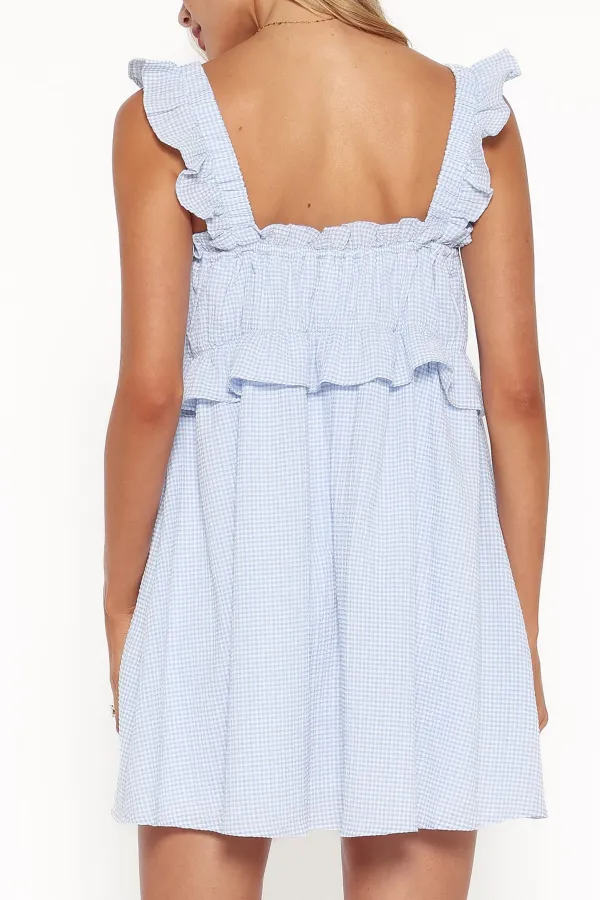 Shirred Square Neck Mini Dress