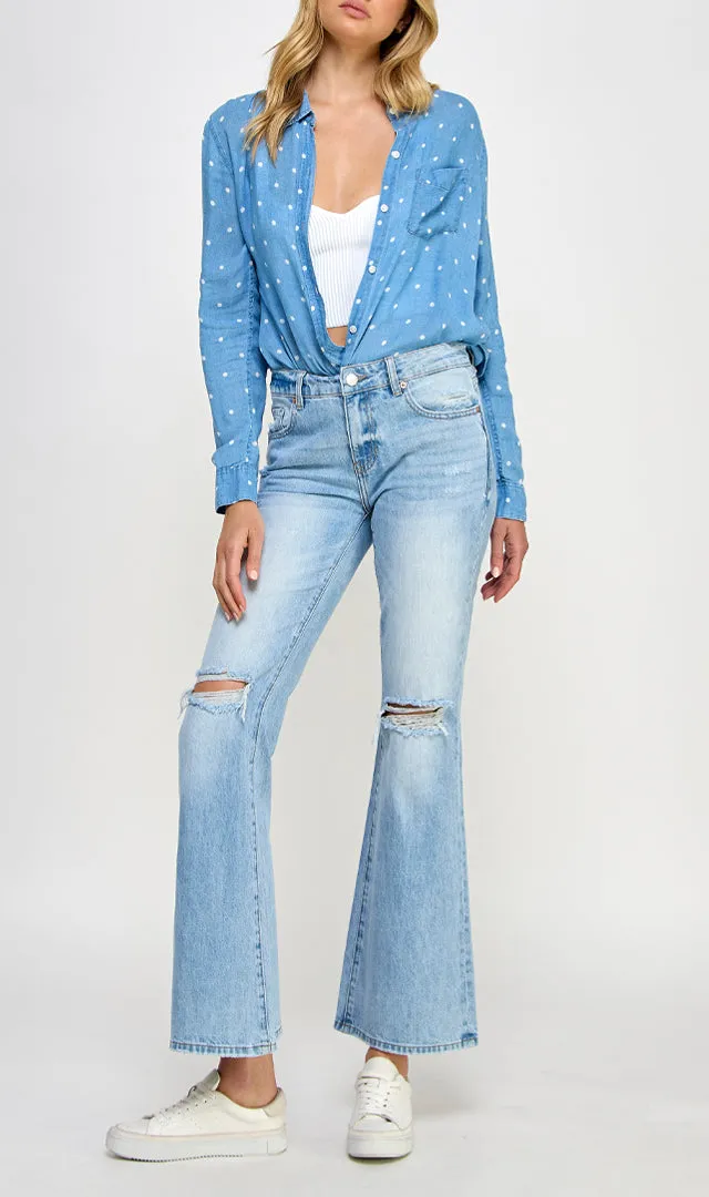 Mid Rise Relaxed Straight Jeans