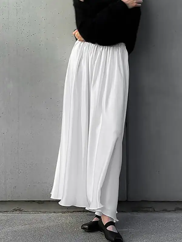 Casual Pocket Detail Elastic Skirt