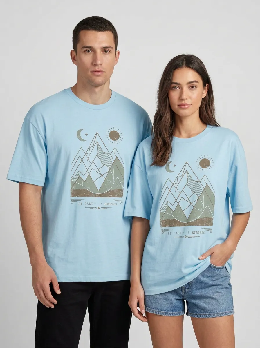 Unisex Mountain Nature Sun Moon T-Shirt