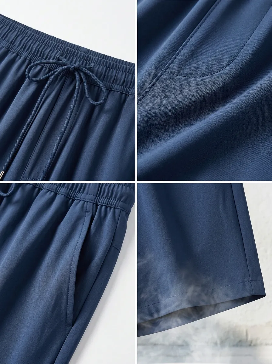 Minimal Ice-Silk Stretch Drawstring Shorts