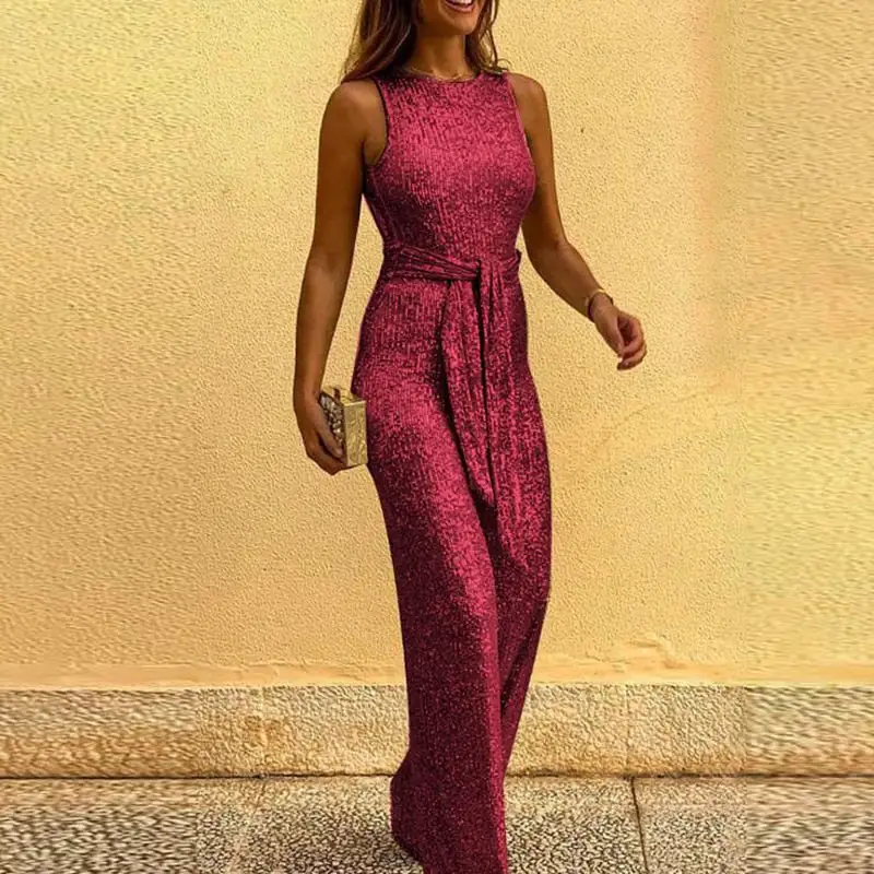 Clean Line Sequin Sleeveless Jumpsuit