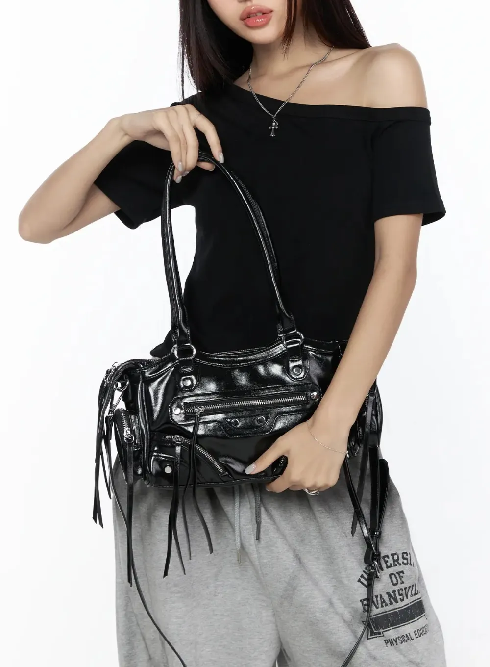 Faux Leather Shoulder Bag