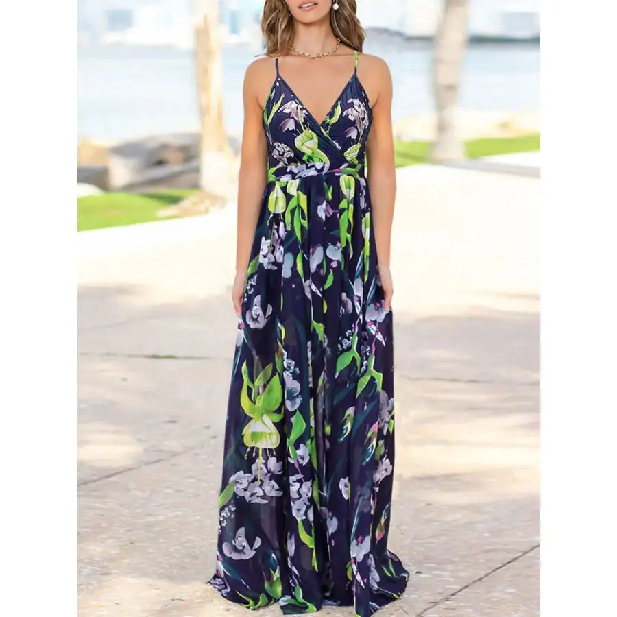 Relaxed Floral Print Spaghetti Strap Maxi Dress