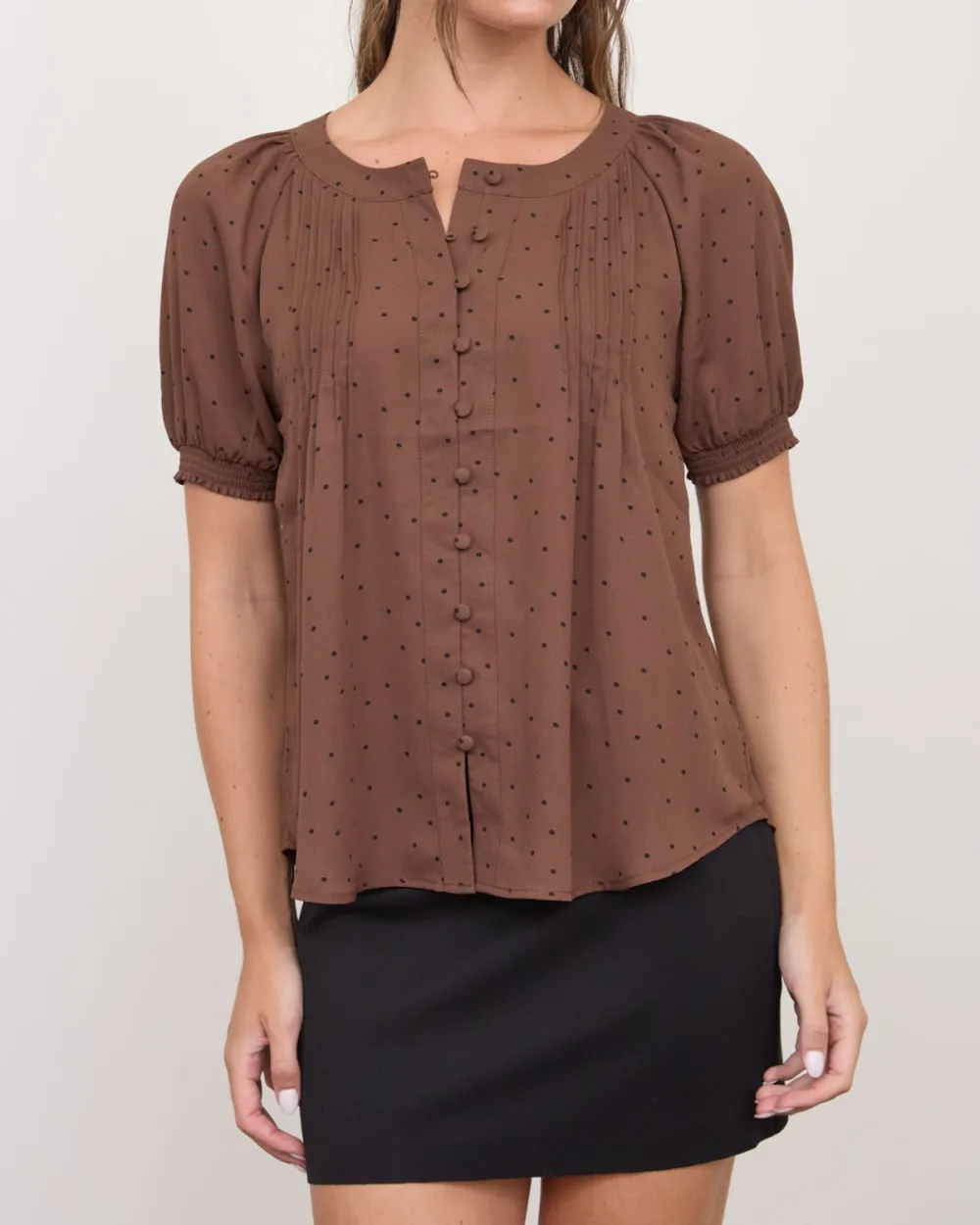Pintuck Polka Dot Top