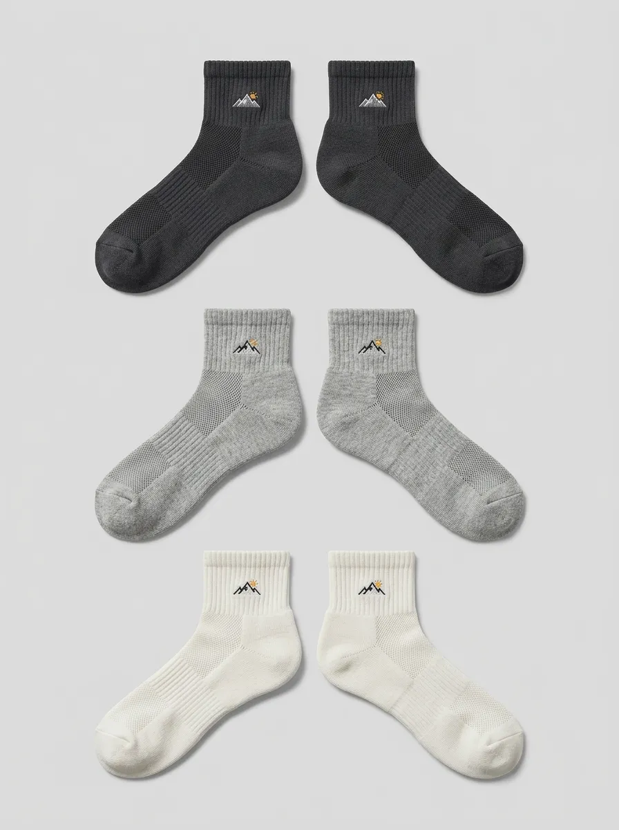 Men's Mountain Sun Embroidered Quarter Socks Set