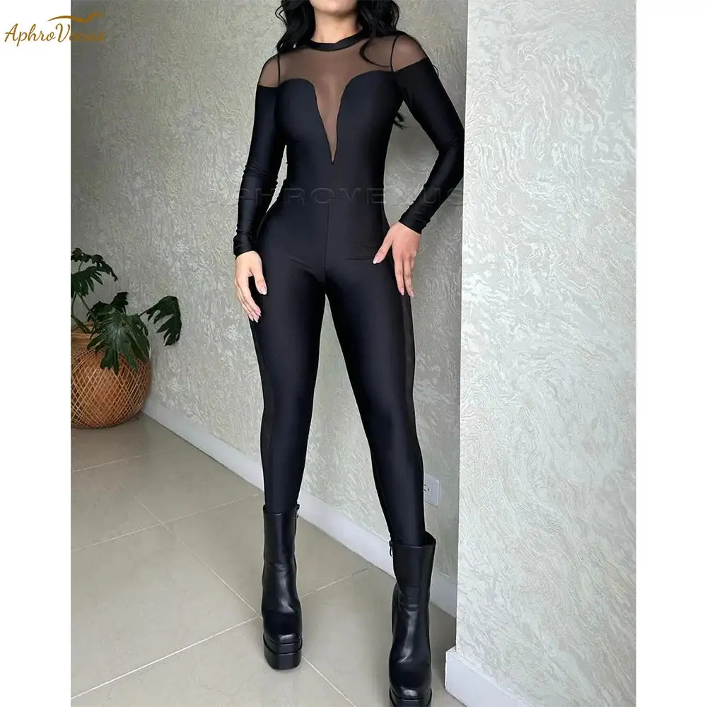 Long-Sleeve Elastic Sportswear Jumpsuit