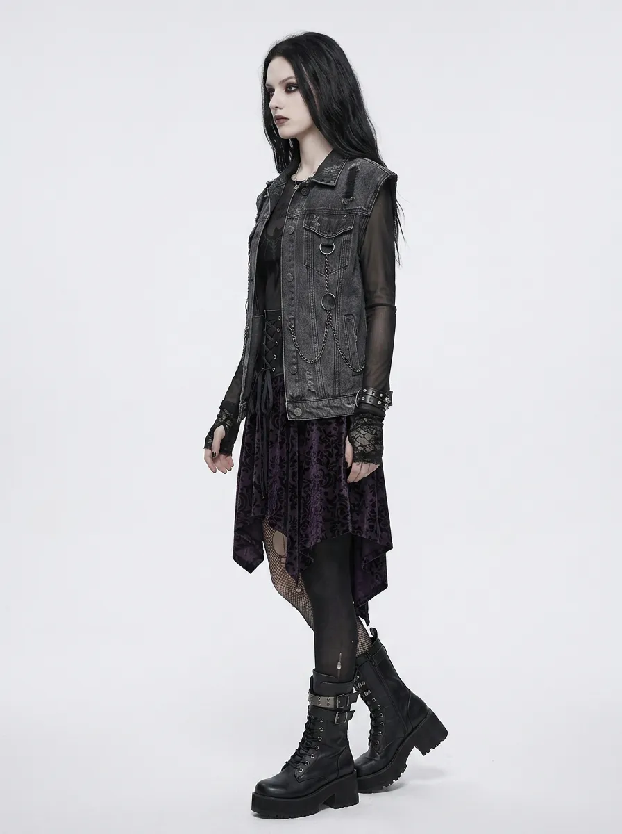 Women's Gothic Shadow Soul Bat Printed Mesh Top