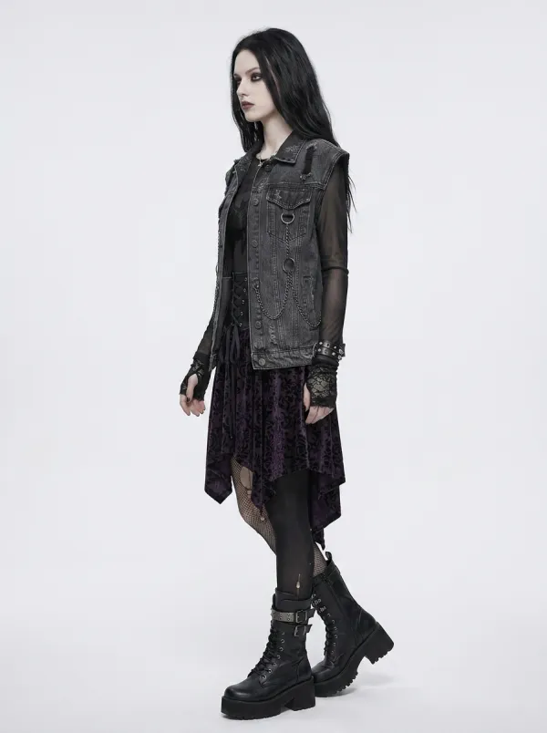 Women's Gothic Shadow Soul Bat Printed Mesh Top