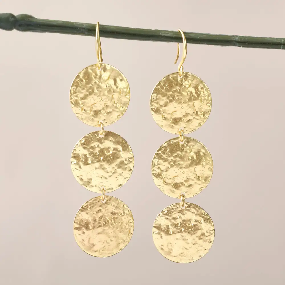 Textured Coin Drop Earrings