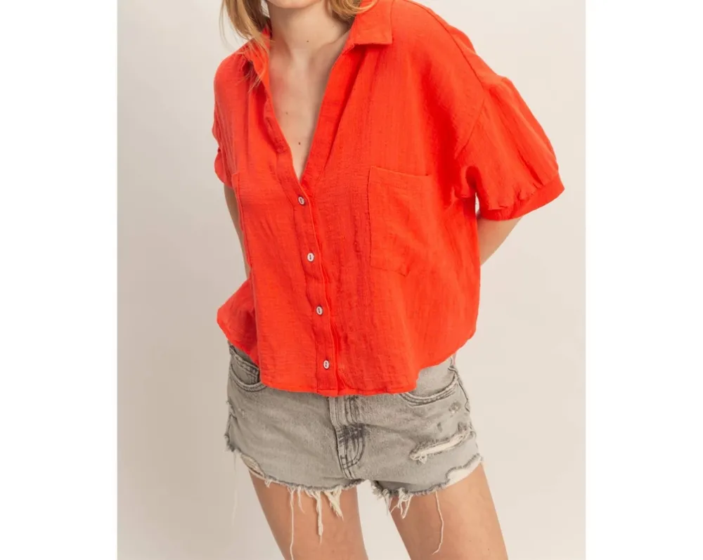 Textured Button-Up Shirt