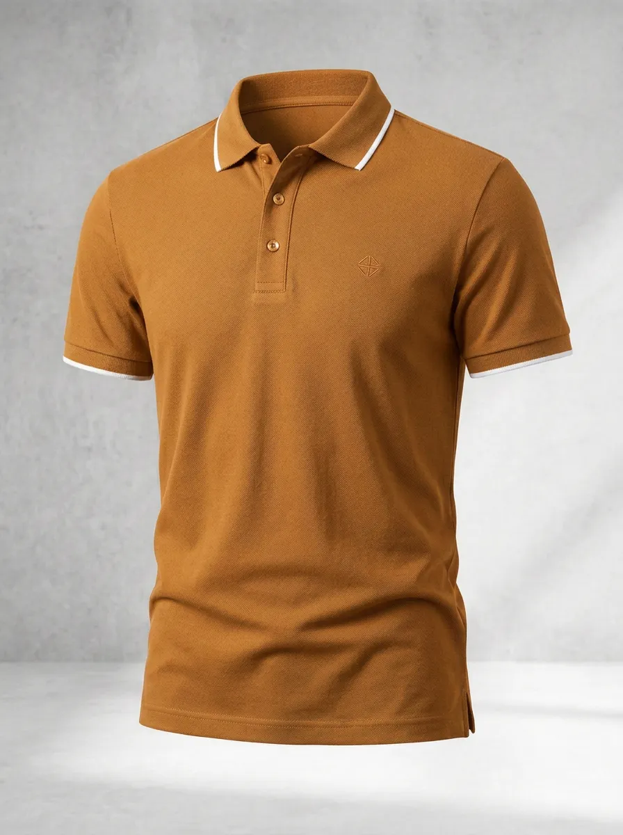 Refined Geometric-Detail Men's Polo Shirt