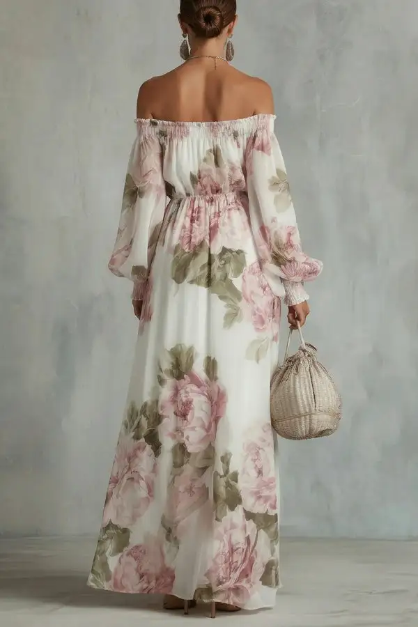 Airy Printed Coordinating Top And Flowing Maxi Skirt Set