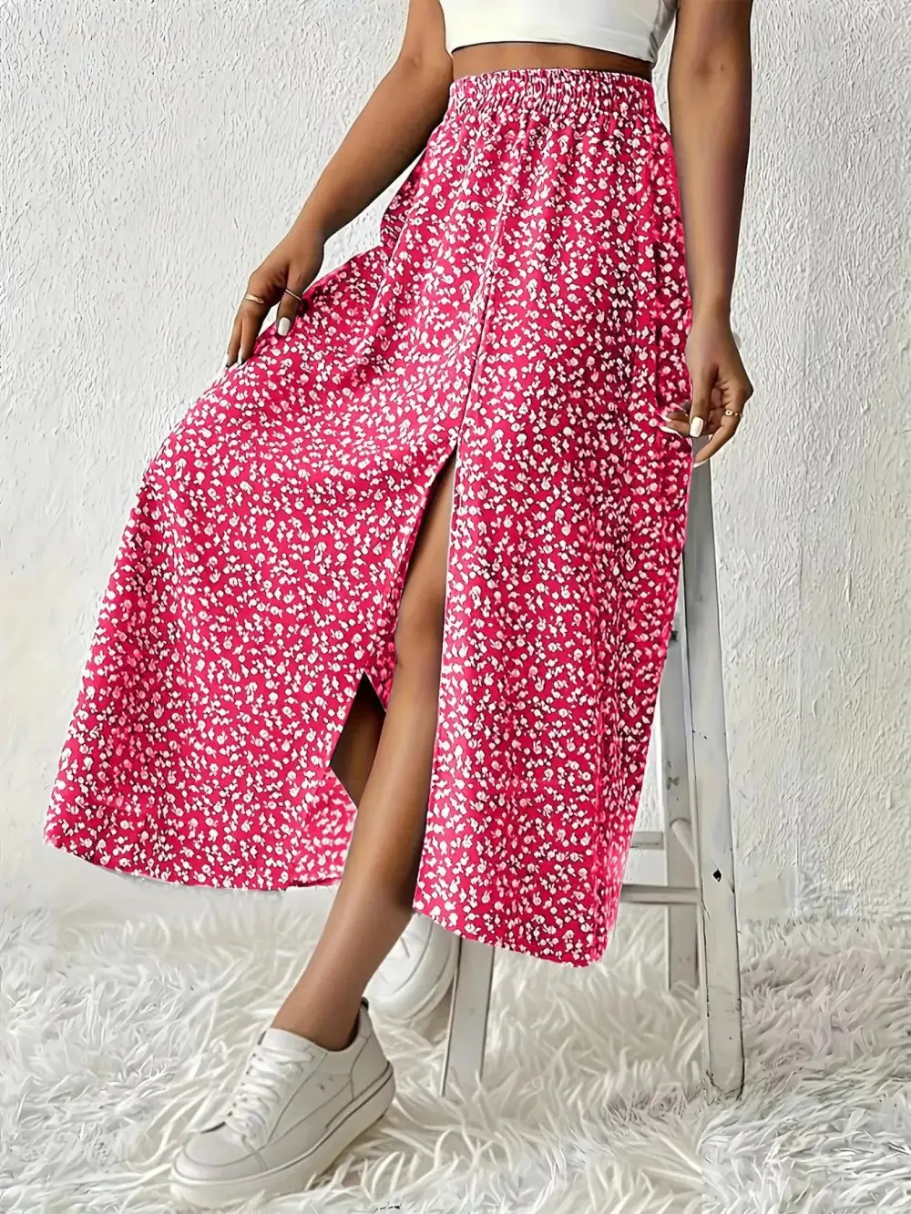 Wearable Printed Slit Detail Skirt