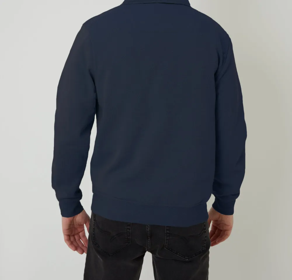 Men's Navy Collared Quarter-Zip Sweatshirt
