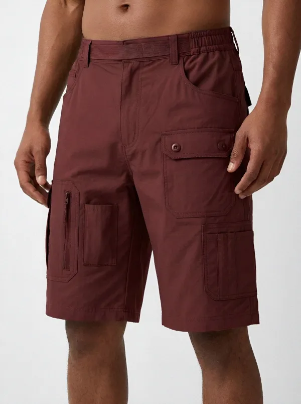 Men's Multi-Pocket Zip-Pocket Zip-Fly Cargo Shorts