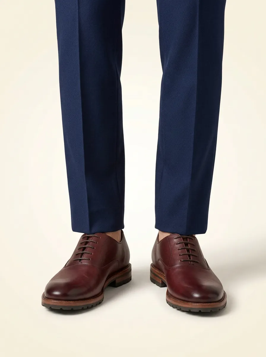 Men's Classic Burgundy Leather Oxford Dress Shoes