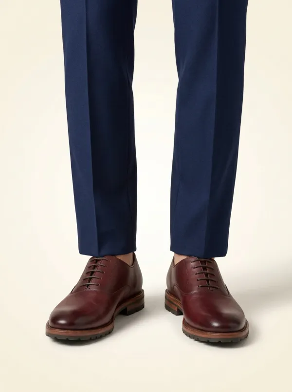 Men's Classic Burgundy Leather Oxford Dress Shoes