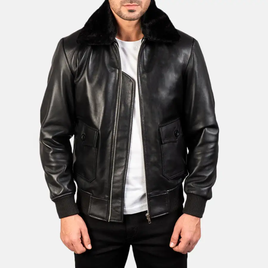Men's Casual Bomber Leather Jacket
